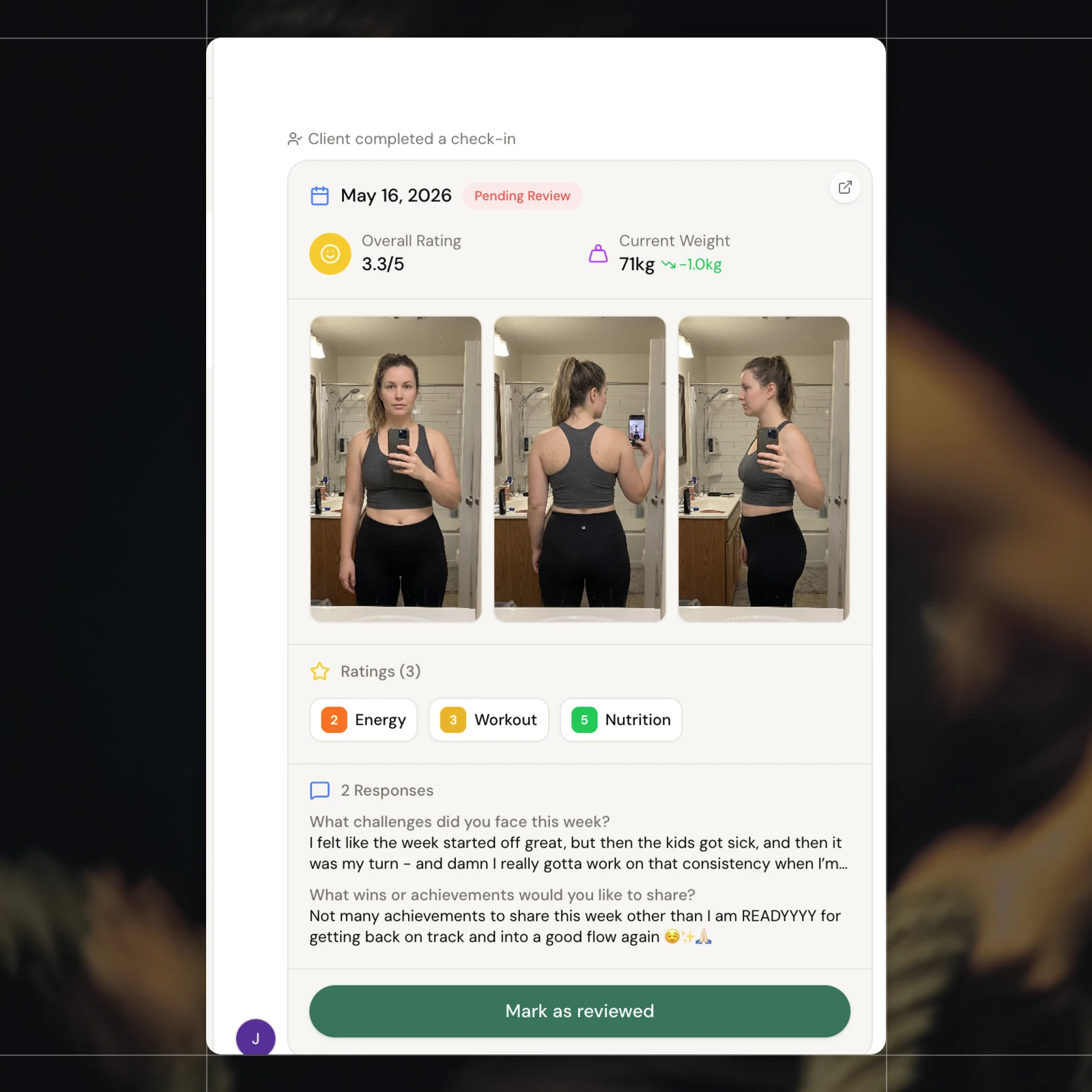 The weekly check-in, unpacked in one card