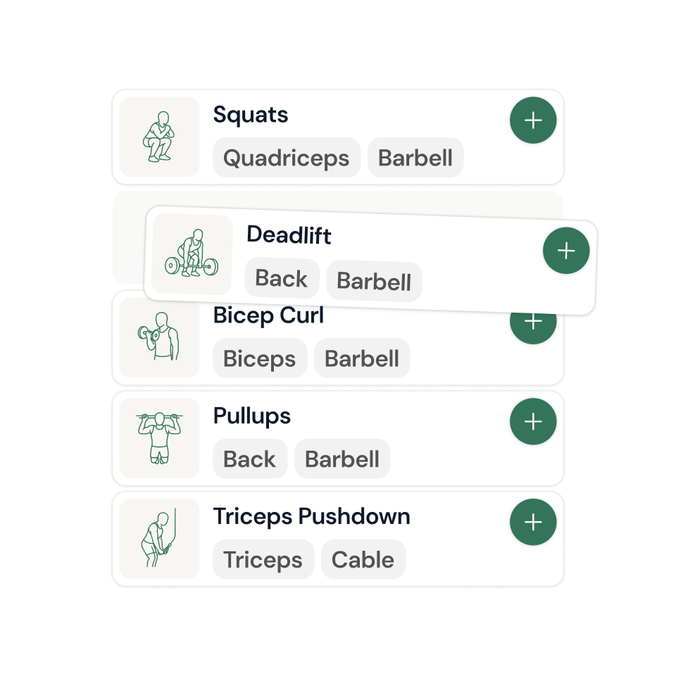 Workout builder interface screenshot